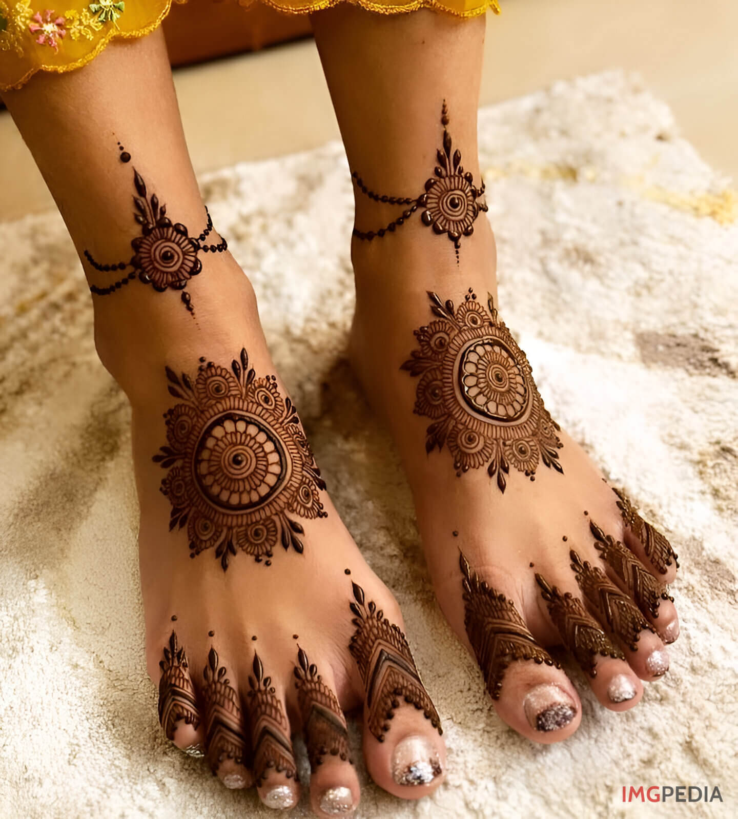 Floral leg mehandi design 6