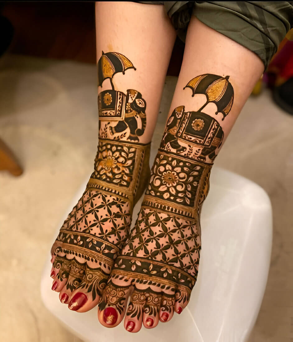 traditional indian leg mehandi design 2