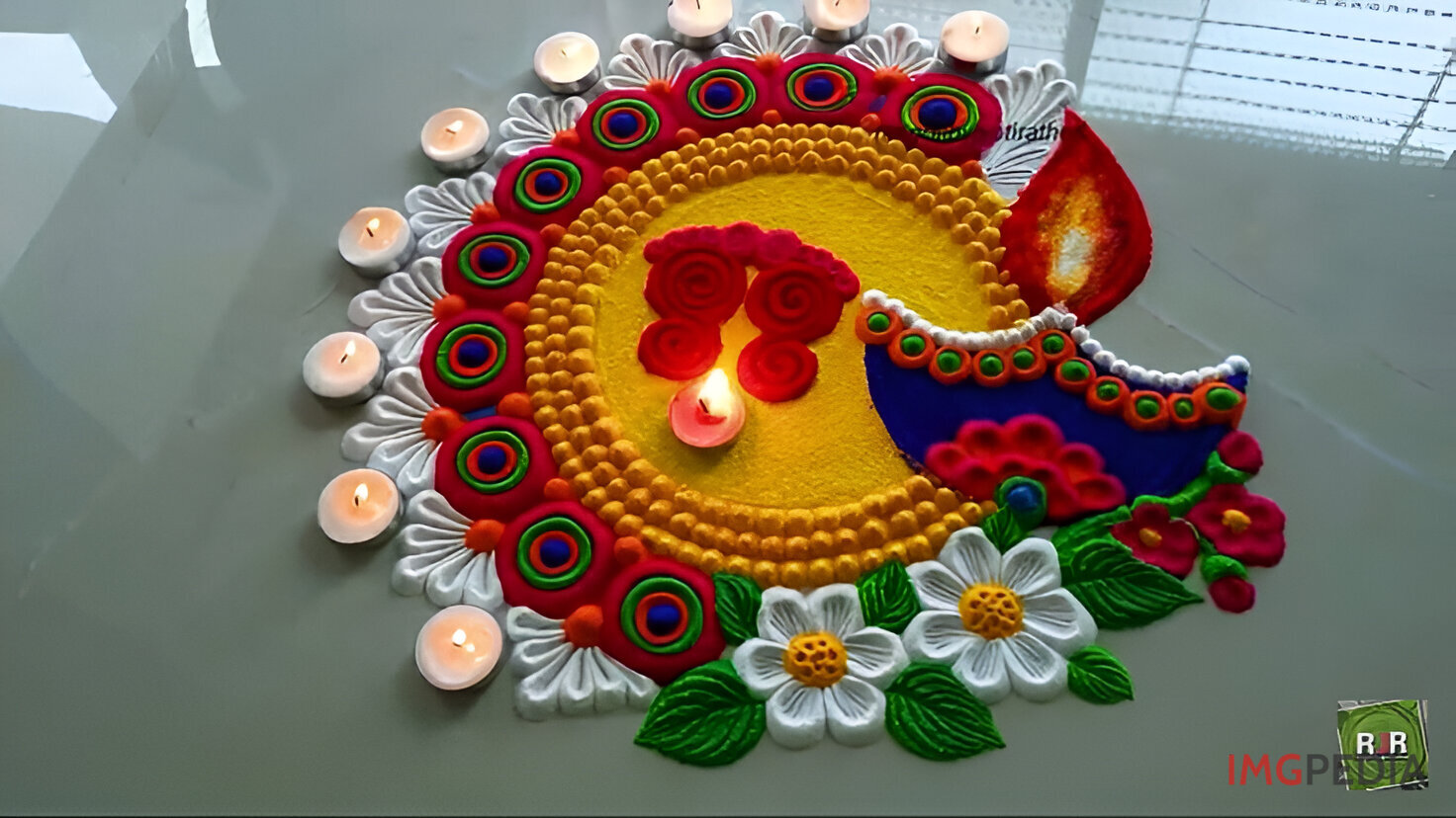 Colorful Powder Rangoli Ideas 4