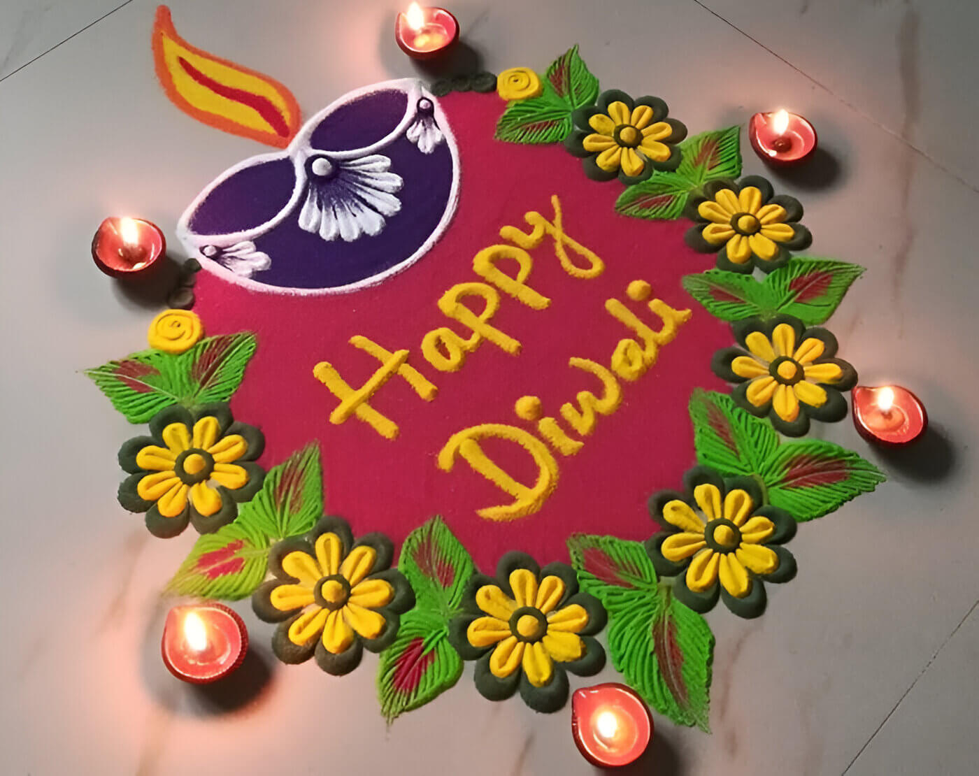 Diya-themed Rangoli Designs 5