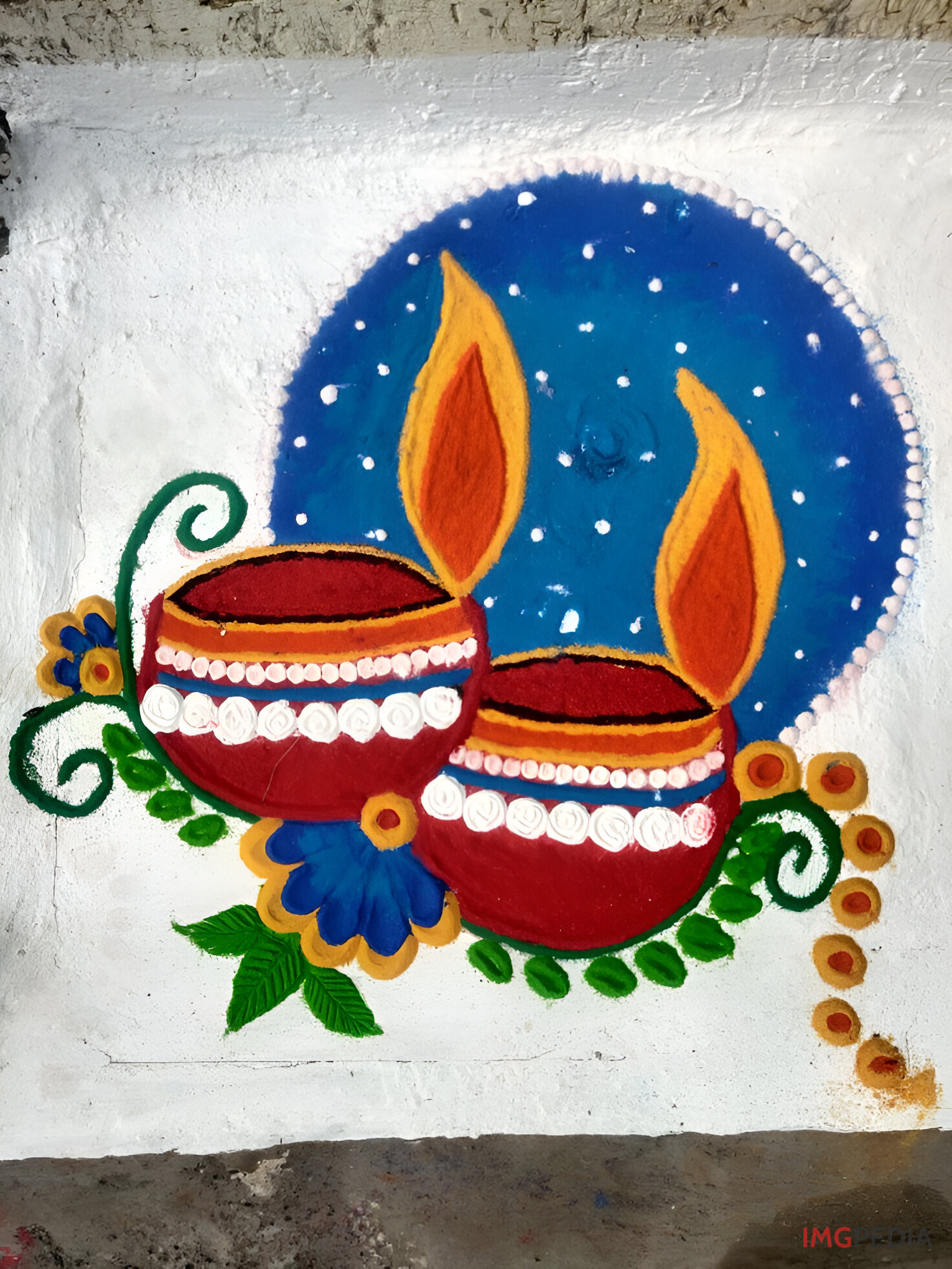 Diya-themed Rangoli Designs 7