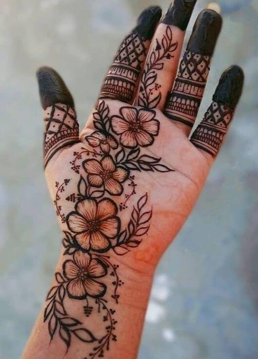 Rose Flower Front Hand Mehndi Design