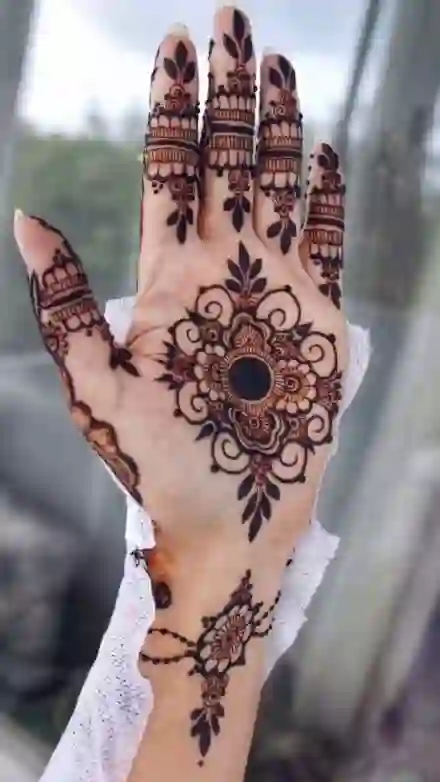 Flower Front Hand Mehndi Design