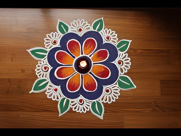 Floral Rangoli for Beginners 9