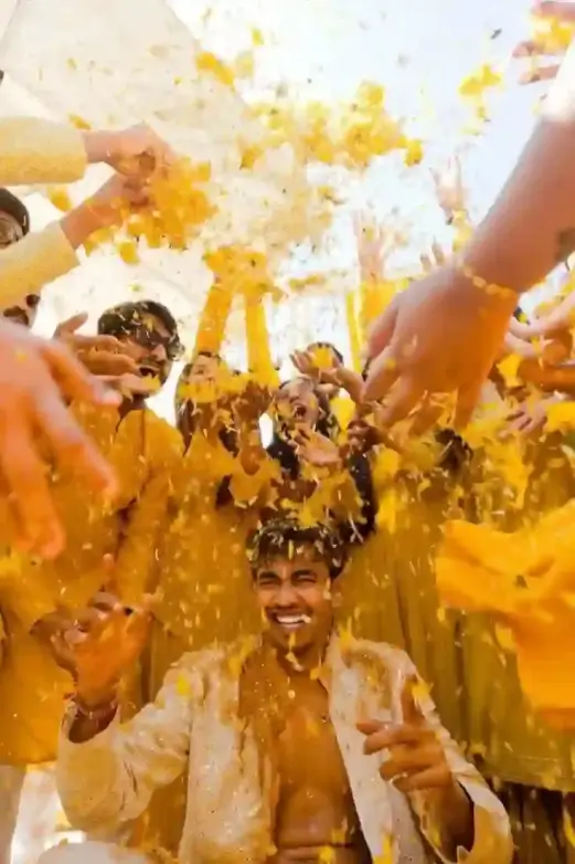 Haldi Poses For Groom With Sister