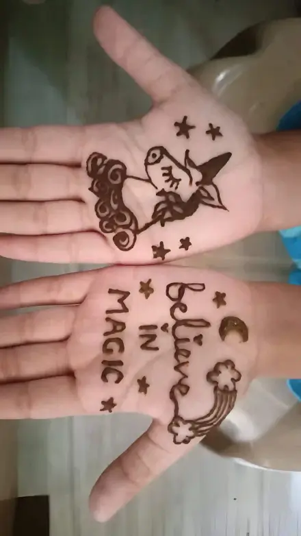 Cute Mehndi Design For Kids Front Hand