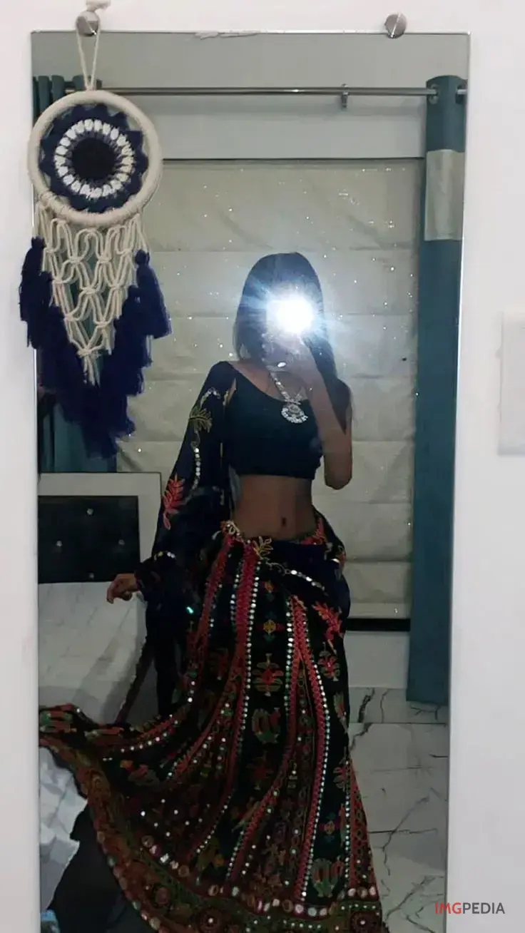 Girl In Lehenga Mirror Selfie